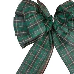 Green and Black Plaid Bow Christmas Tree Topper
