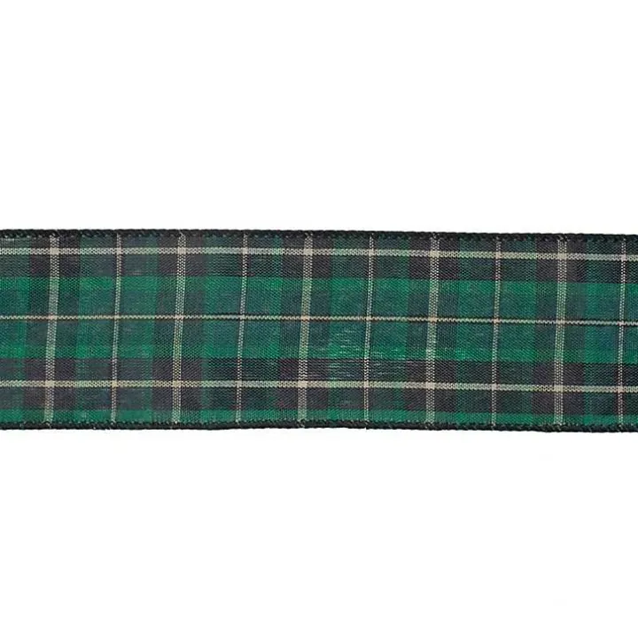 Green and Black Plaid Bow Christmas Tree Topper