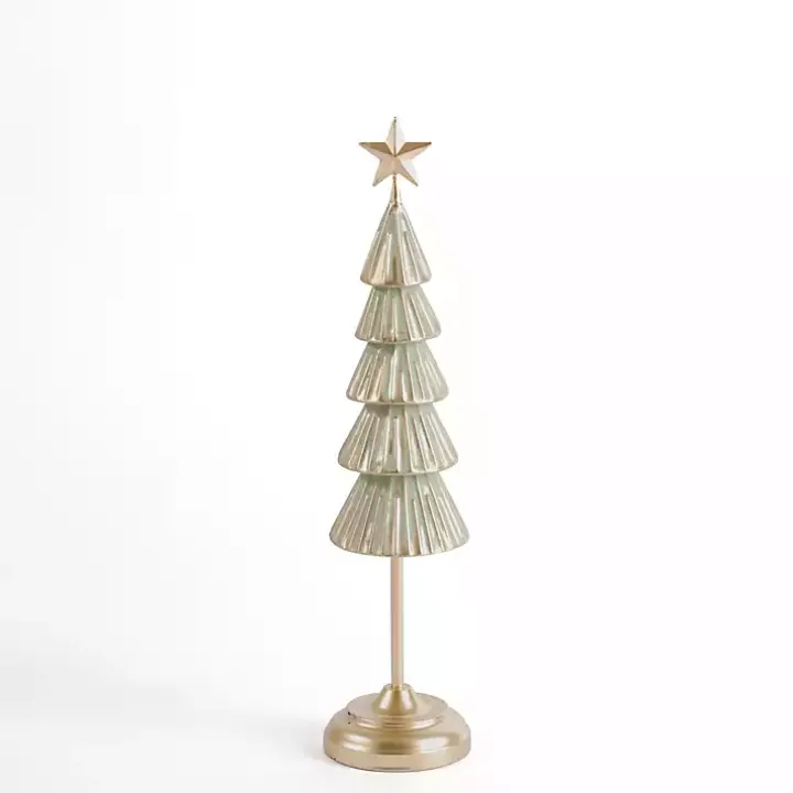 Green and Gold Tiered Christmas Tree, 19 in.