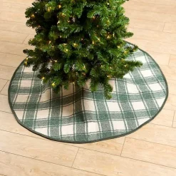 Green and Tan Plaid Christmas Tree Skirt