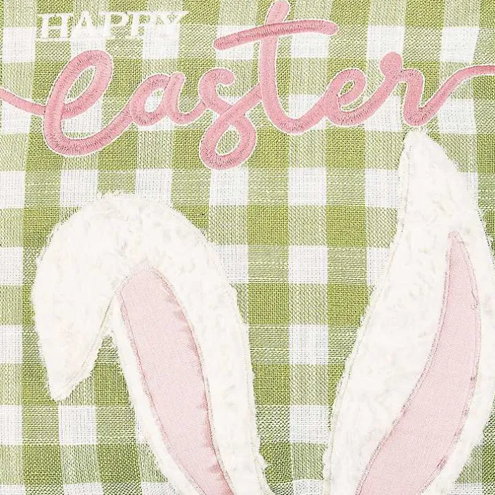 Green and White Gingham Bunny Ears Pillow