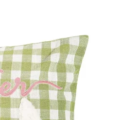 Green and White Gingham Bunny Ears Pillow