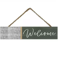 Green and White Welcome Wall Plaque