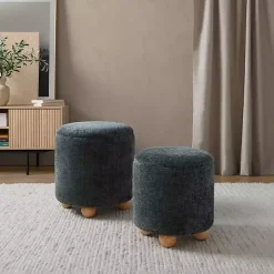 Green Bacci Nesting Ottomans, Set of 2