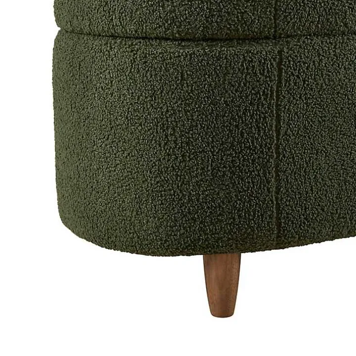 Green Boucle Flip-Top Storage Bench