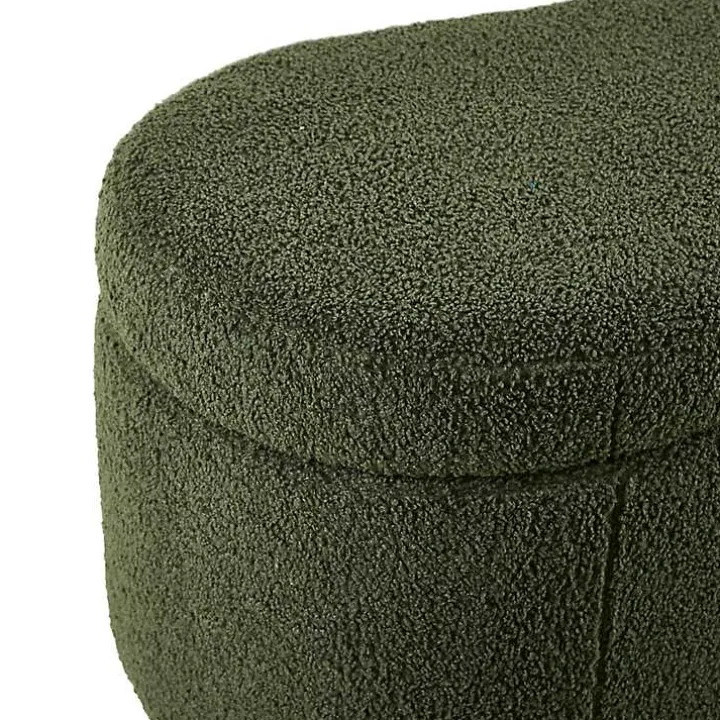 Green Boucle Flip-Top Storage Bench