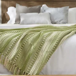 Green Braided Fringe Throw