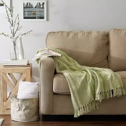 Green Braided Fringe Throw