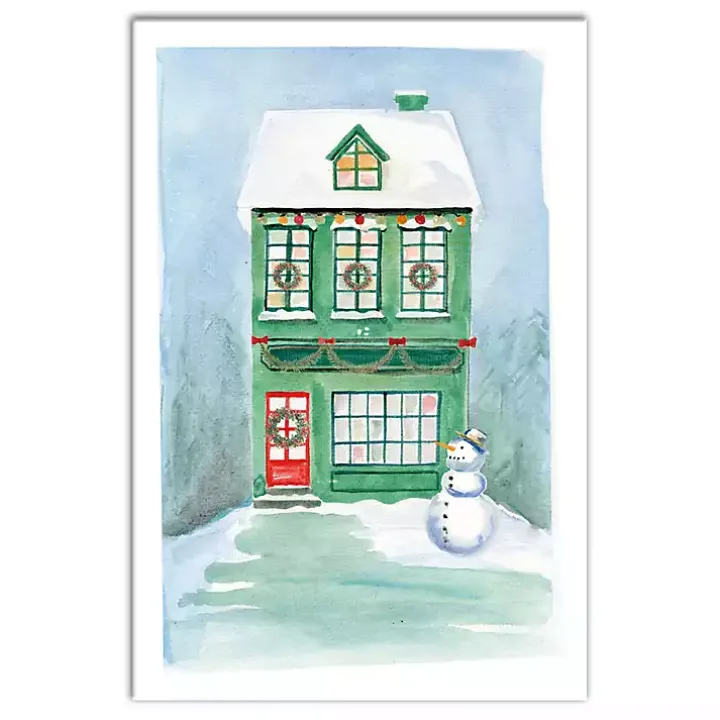 Green Christmas House Canvas Art Print