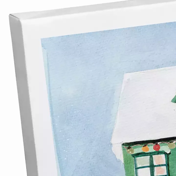 Green Christmas House Canvas Art Print
