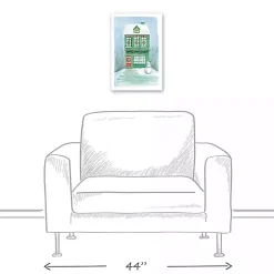 Green Christmas House Canvas Art Print