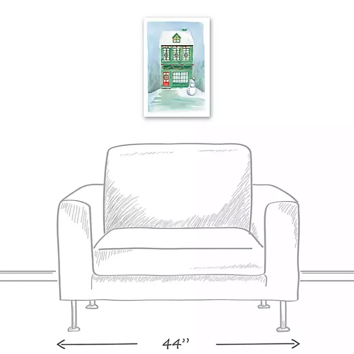 Green Christmas House Canvas Art Print