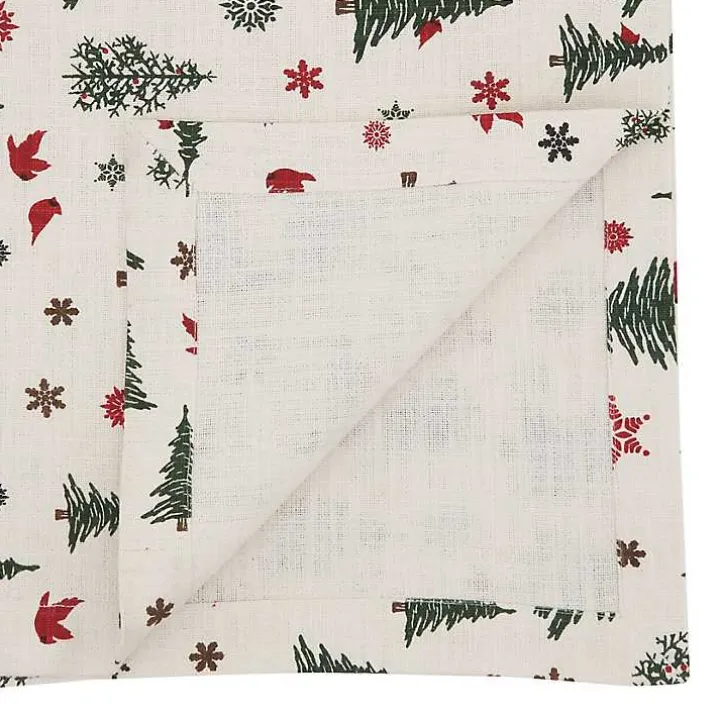 Green Christmas Trees and Snowflakes Table Runner