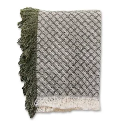 Green Cross-Stitch Woven Throw