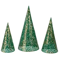 Green Cut-Out Cone Tabletop Trees, Set of 3