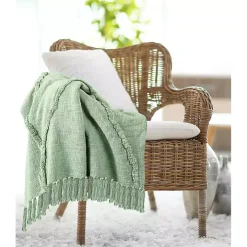 Green Diamond Tufted Cotton Throw
