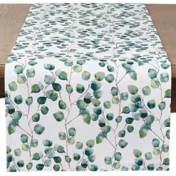 Green Eucalyptus Leaf Long Polyester Runner