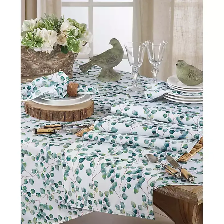 Green Eucalyptus Leaf Long Polyester Runner