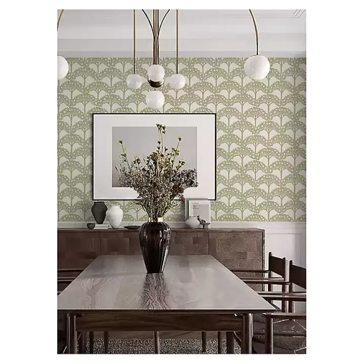 Green Flowering Trees Peel & Stick Wallpaper