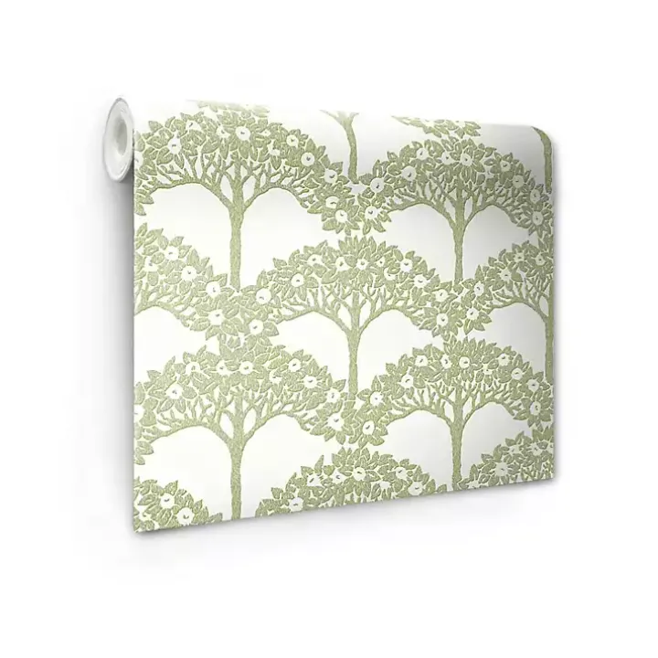Green Flowering Trees Peel & Stick Wallpaper