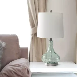 Green Glass Ripple Table Lamp