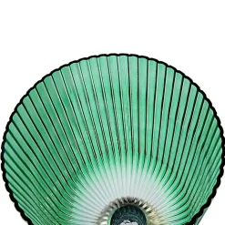 Green Glass Vase with Gold Pedestal Base, 20 in.