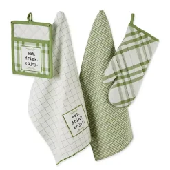 Green Plaid Eat Drink Enjoy 4-pc. Dish Towel Set