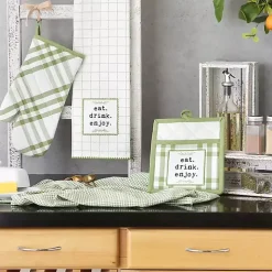 Green Plaid Eat Drink Enjoy 4-pc. Dish Towel Set