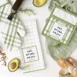 Green Plaid Eat Drink Enjoy 4-pc. Dish Towel Set