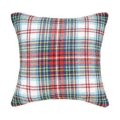 Green Red Blue Morris Plaid Christmas Throw Pillow