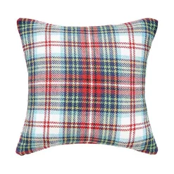 Green Red Blue Morris Plaid Christmas Throw Pillow