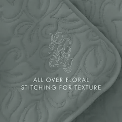 Green Stitched Floral 2-pc. Twin Quilt Set