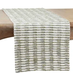 Green Tea Woven Stripe Table Runner, 54 in.