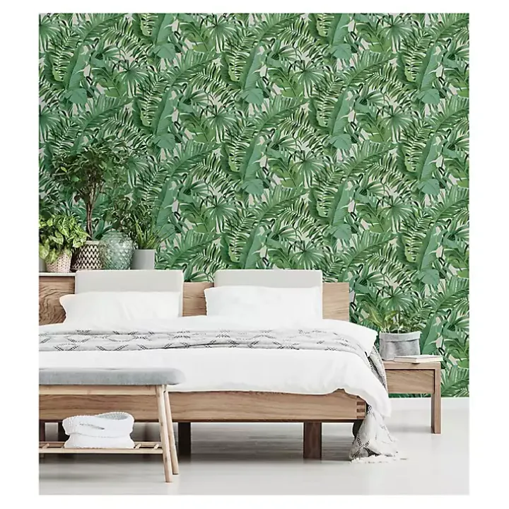Green Tropical Leaves Peel & Stick Wallpaper