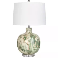Green Waverly Glass Table Lamp