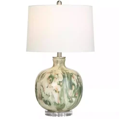 Green Waverly Glass Table Lamp