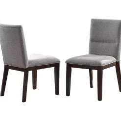 Greige and Walnut Dining Chairs, Set of 2