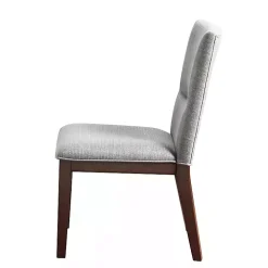 Greige and Walnut Dining Chairs, Set of 2
