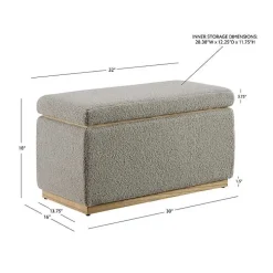 Greige Sherpa & Pine Rectangle Storage Ottoman