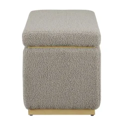 Greige Sherpa & Pine Rectangle Storage Ottoman