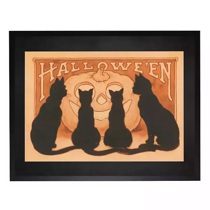 Halloween Black Cats Framed Wall Art