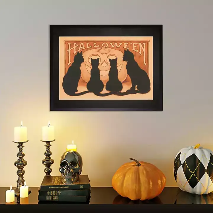 Halloween Black Cats Framed Wall Art