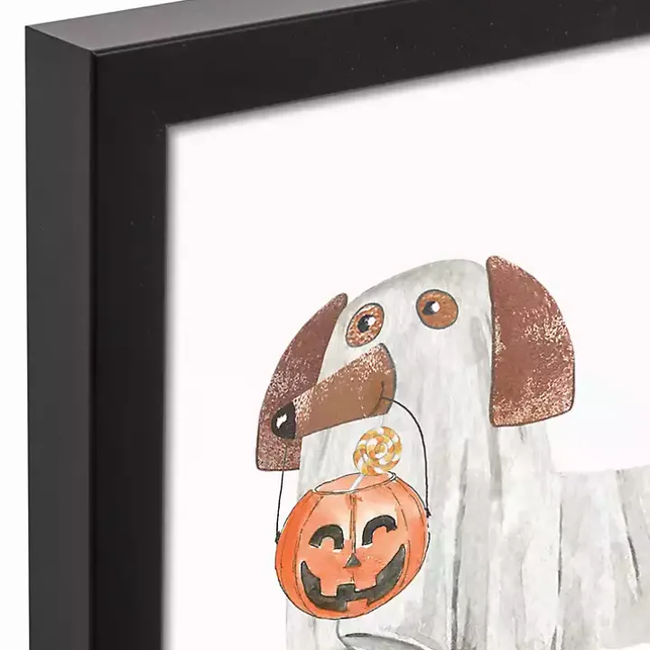 Halloween Dog Boo Framed Canvas Art Print
