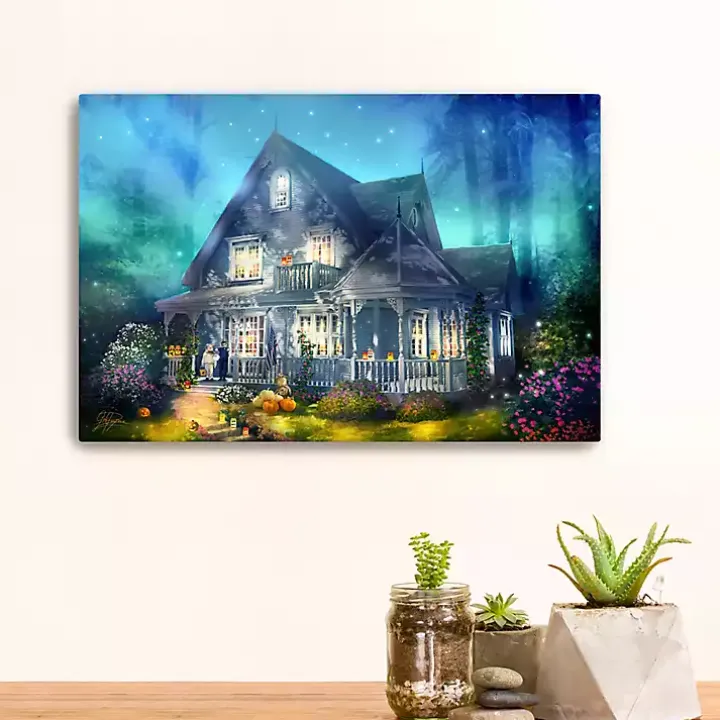 Halloween Mansion Canvas Art Print, 16x24