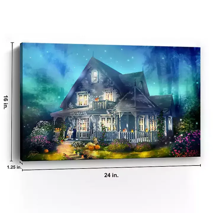 Halloween Mansion Canvas Art Print, 16x24
