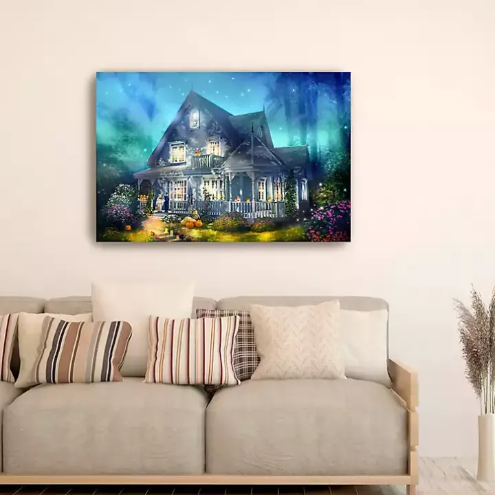 Halloween Mansion Canvas Art Print, 32x48