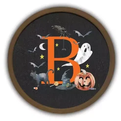 Halloween Monogram B Brown Framed Wall Plaque