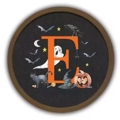 Halloween Monogram E Brown Framed Wall Plaque