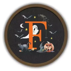 Halloween Monogram F Brown Framed Wall Plaque