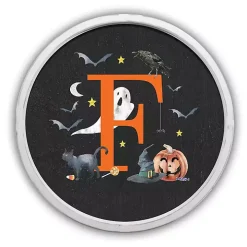 Halloween Monogram F White Framed Wall Plaque